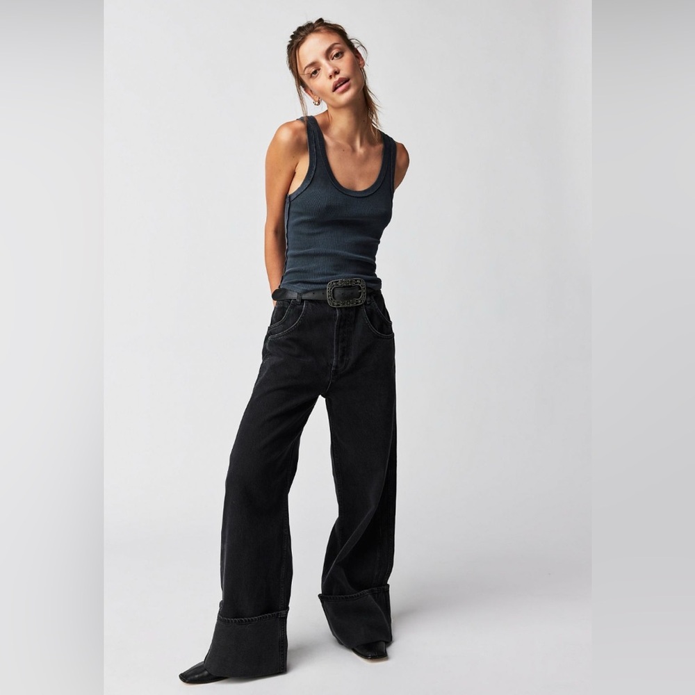 New Free People We The Free Final Countdown Cuffed Jeans 27 Black